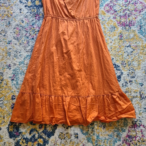 Banana Republic cotton ruffle dress sundress slip dress orange - Picture 4 of 14